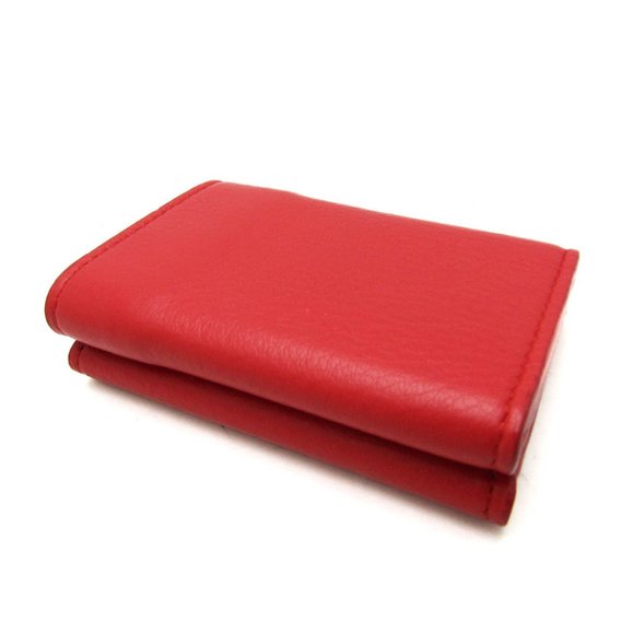 Balenciaga Papier Mini Wallet 391446 Women's Leather Wallet (tri-fold) Red Color - Picture 2 of 16